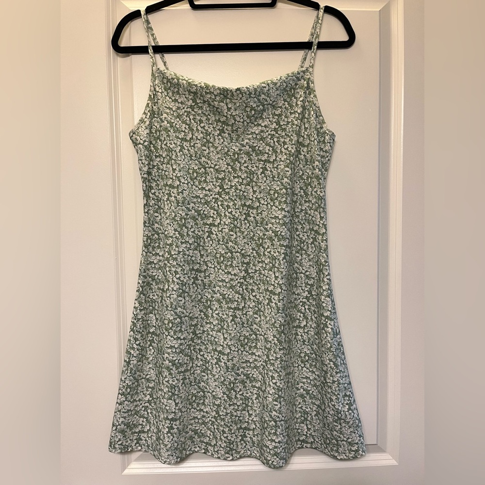 Green Floral Spaghetti Strap Dress